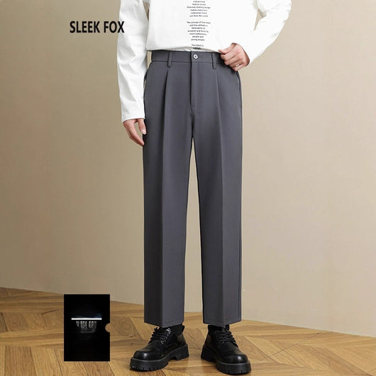Pantalones de Traje Rectos con Caída Elegante para Hombre