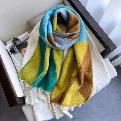 Bufanda Geométrica Acolchada de Invierno con Combinación de Colores - Image 13