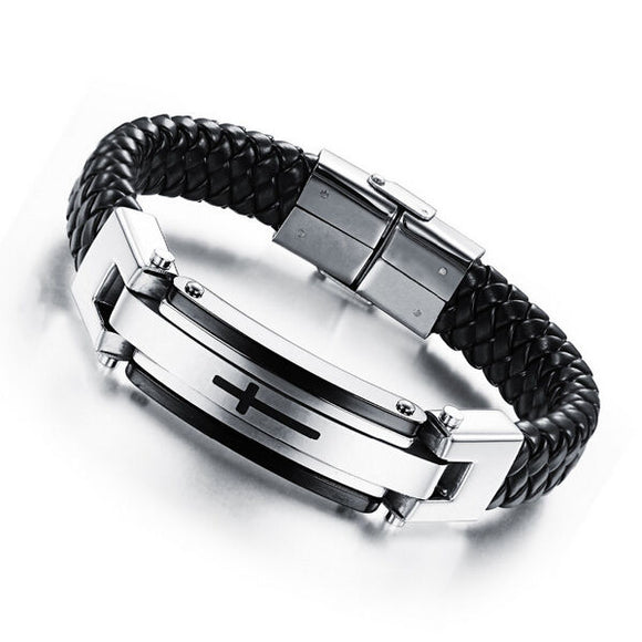 Pulsera de Acero Inoxidable con Cruz