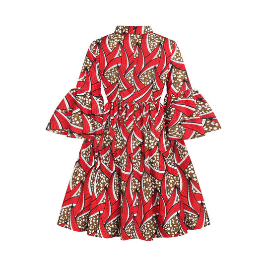 Vestido Otoñal para Mujer con Mangas Volantes Tres Cuartos e Impresión Digital - Image 12