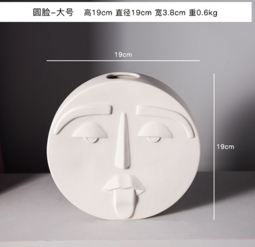 Jarrón Decorativo Cara de Cerámica Estilo Nórdico Moderno