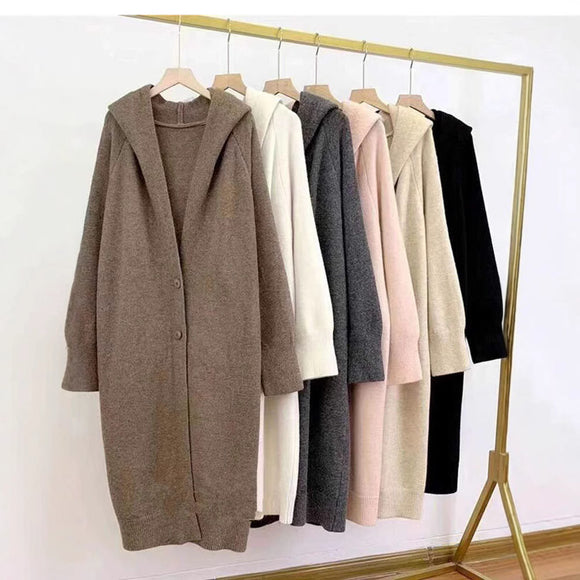 Cardigan Tejido Largo Tipo Abrigo para Mujer