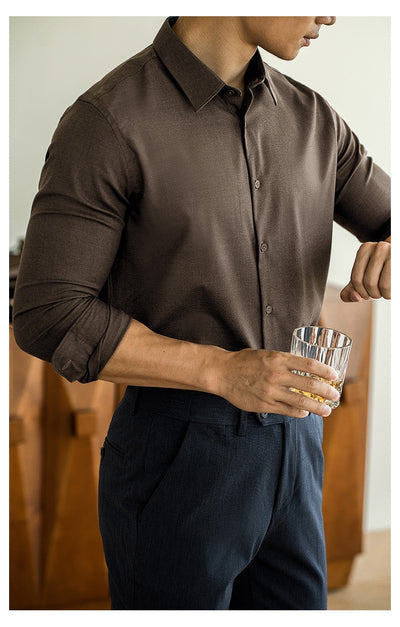 Camisa de Lana Modal Estilo Old Money para Hombre - Image 10