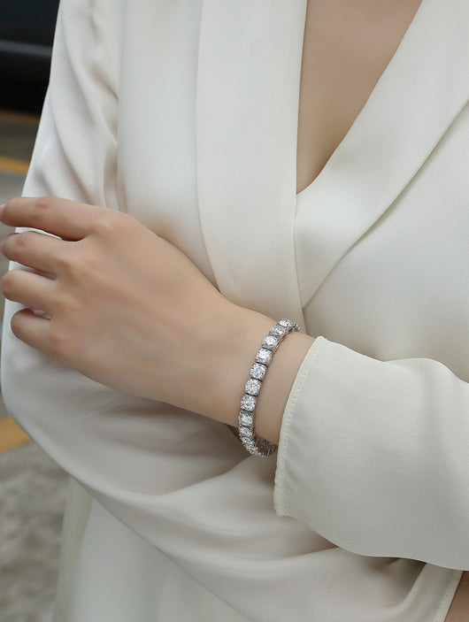 Pulsera de Plata Gravitacional - Lujo Accesible con Moissanita Premium y Baño de Platino - Image 7