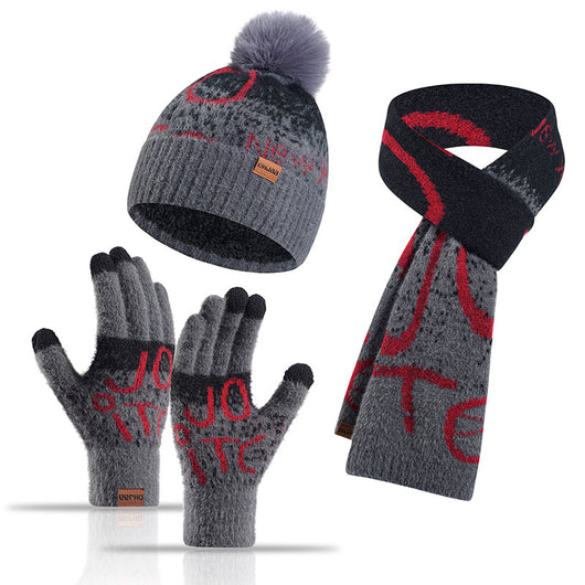 Conjunto de 3 Piezas: Gorro, Bufanda y Guantes de Felpa Jacquard Gruesa - Image 8