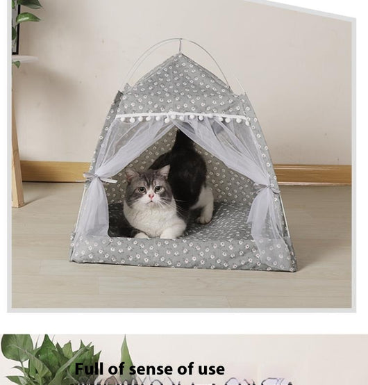 Casa Gatuna Plegable de Cuatro Esquinas con Cama Extraíble y Lavable - Image 15