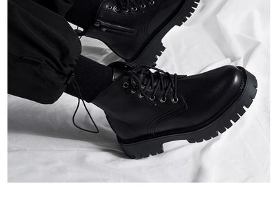 Botas Negras de Cuero para Hombre con Cierre Lateral y Plataforma Elevada - Image 16