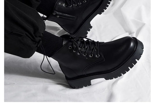 Botas Negras de Cuero para Hombre con Cierre Lateral y Plataforma Elevada - Image 16