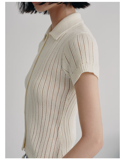 Cardigan Tejido Calado con Cuello Invertido y Camiseta Ice Silk Transpirable - Image 15