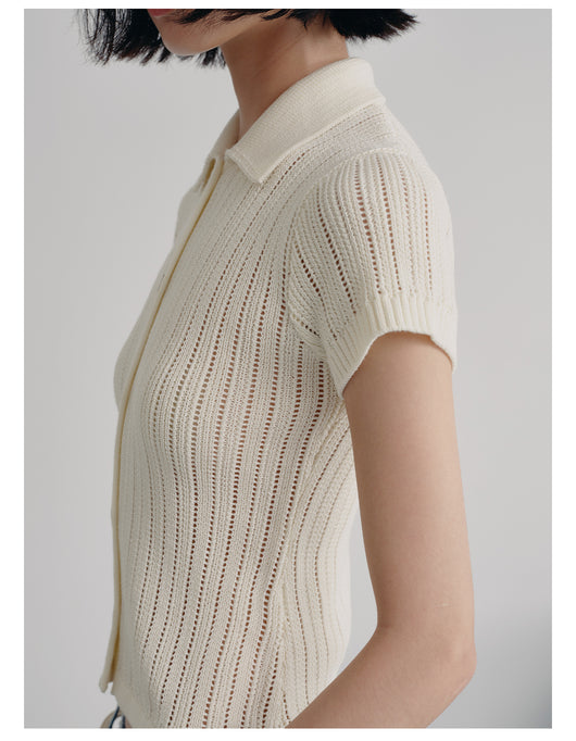 Cardigan Tejido Calado con Cuello Invertido y Camiseta Ice Silk Transpirable - Image 15