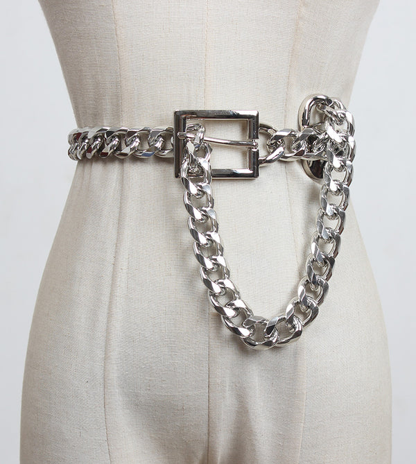 Cinturón de Cadena Gruesa para Mujer Estilo Coreano con Hebilla Hueca