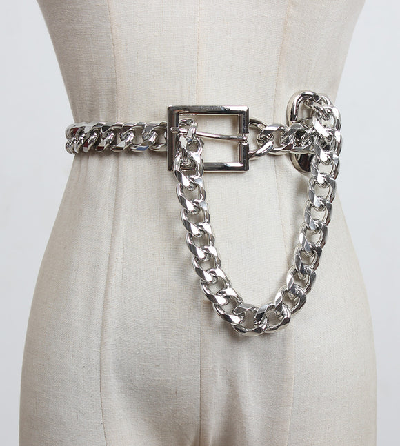 Cinturón de Cadena Gruesa para Mujer Estilo Coreano con Hebilla Hueca