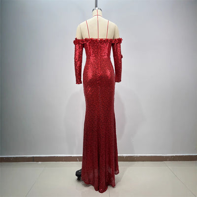 Vestido Largo Ajustado con Lentejuelas para Mujer - Image 4