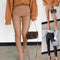 Pantalones de Cuero PU Khaki para Mujer - Diseño Casual con Cierre