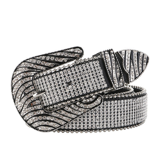 Cinturón de Diamantes con Patrón Cebra para Mujer