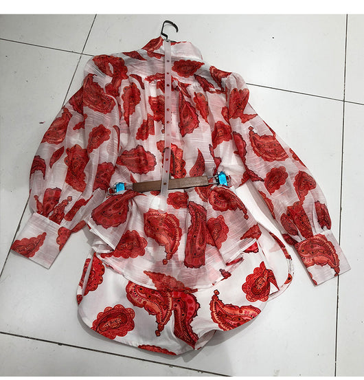 Conjunto de 2 Piezas: Blusa con Mangas Farol + Short en Tela Slub Tencel - Image 16