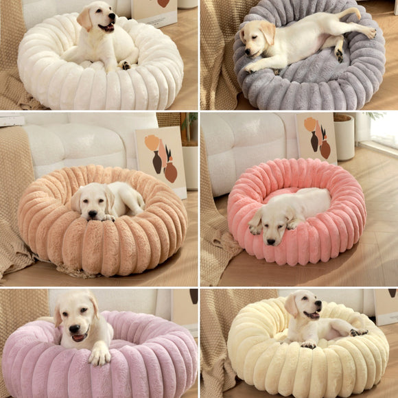 Cama Térmica Redonda de Felpa para Gatos y Perros - Nido Acogedor Invierno