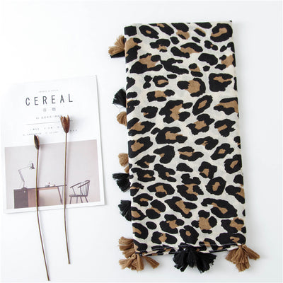 Pañuelo Dual Estampado Leopardo en Algodón, Lino y Seda - Image 9