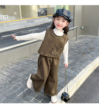 Conjunto de Tres Piezas: Chaleco Stringy Selvedge Fashionable para Niñas - Image 24