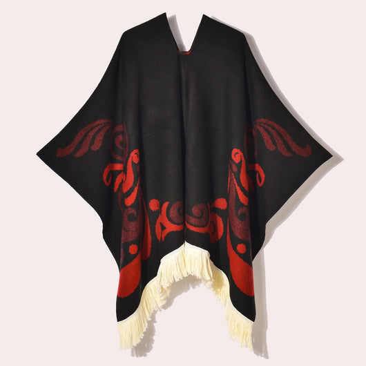 Poncho Denim Estilo Western con Flecos - Abrigo Cálido Unisex para Exteriores - Image 42