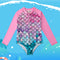 Traje de Baño Sirena Infantil de Manga Larga con Escamas