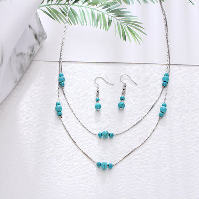 Conjunto de Collar y Aretes Turquesa Redondo - Image 7
