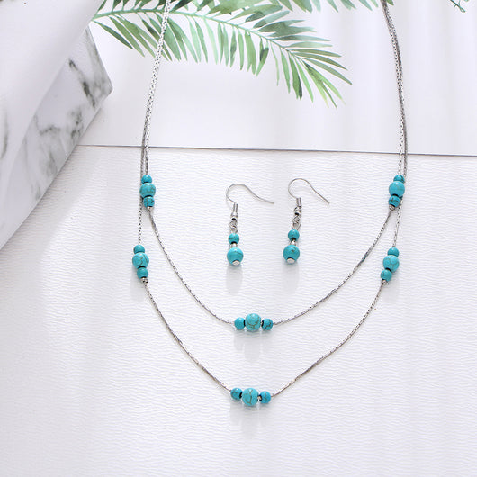 Conjunto de Collar y Aretes Turquesa Redondo - Image 7