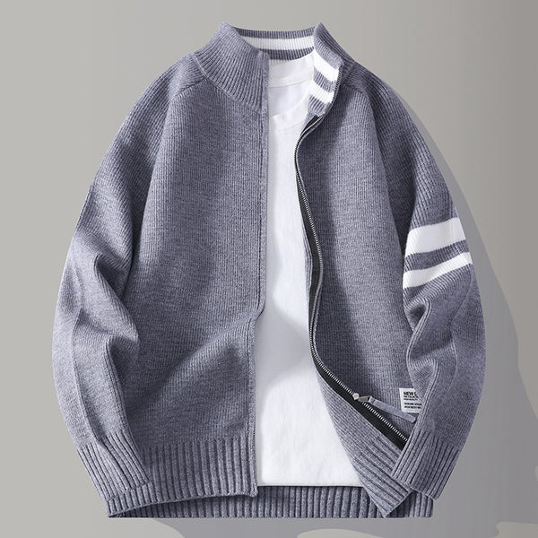 Chaqueta Térmica Tejida para Hombre con Cuello Mock y Mangas Largas