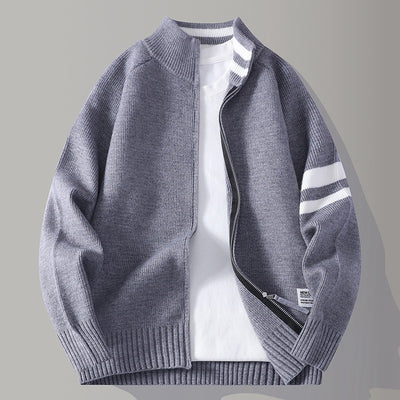 Chaqueta Térmica Tejida para Hombre con Cuello Mock y Mangas Largas