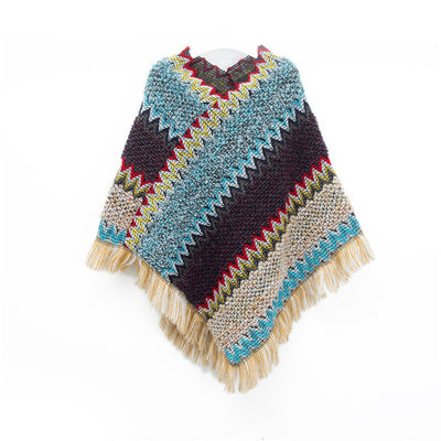 Poncho Navideño Étnico Rojo para Mujer - Image 9