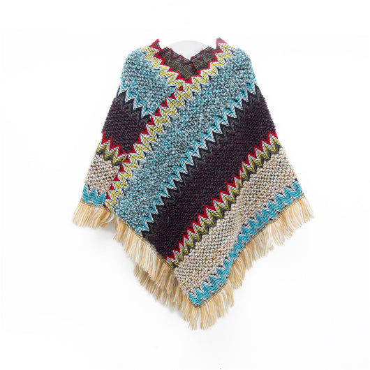 Poncho Navideño Étnico Rojo para Mujer - Image 9