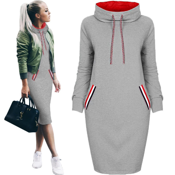 Vestido Largo de Invierno Cuello Alto - Elegancia Casual para Todas las Tallas