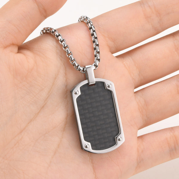 Placa Militar de Titanio y Fibra de Carbono - Dije Personalizable para Hombre