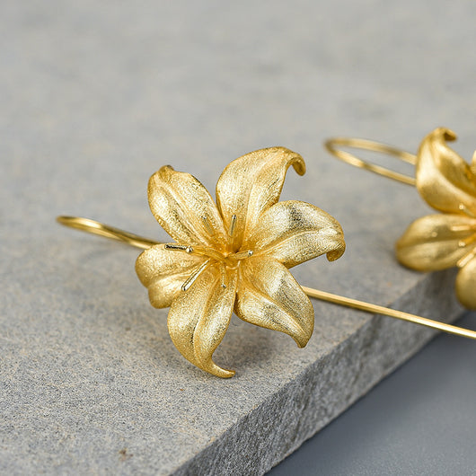 Aretes de Plata Esterlina S925 Flor de Lirio para Mujer - Image 5