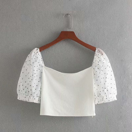 Blusa Estampado Lunares con Costuras Combinadas para Mujer - Image 11