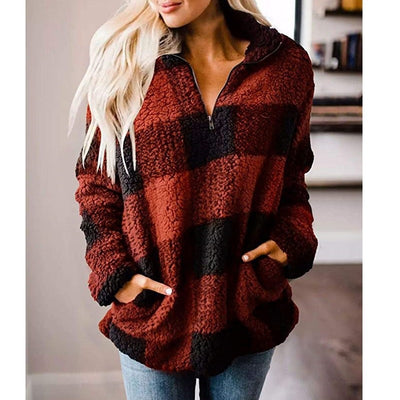 Abrigo Oversized de Cuadros con Cuello Alzado y Detalles en Contraste - Image 17