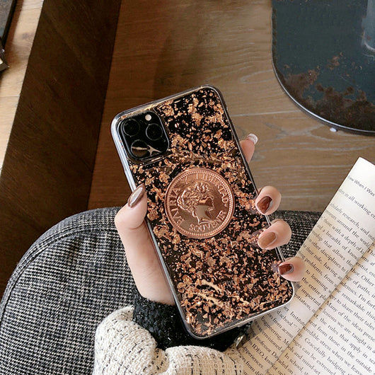 Funda para teléfono con lentejuelas doradas - Image 6