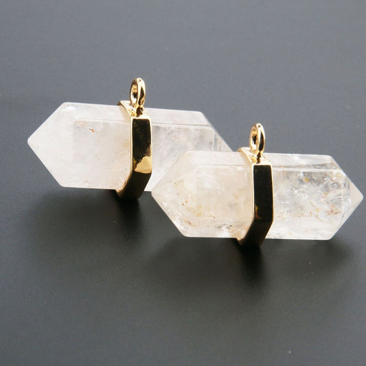 Colgante Hexagonal de Cristal Blanco Natural para Personalizar