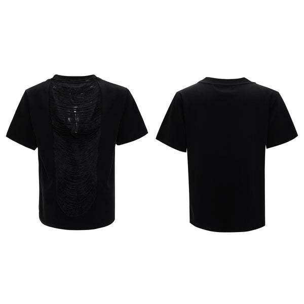 Camiseta Premium Cuello V Escotado Manga Corta Diseño Calado