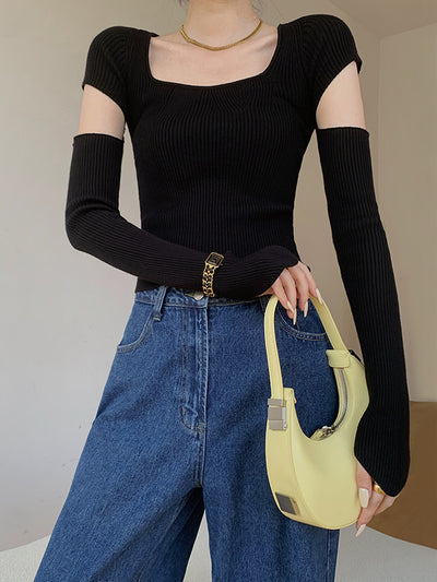 Suéter Tejido Cuello Cuadrado Mujer - Primavera Slim Fit Reductor - Image 10
