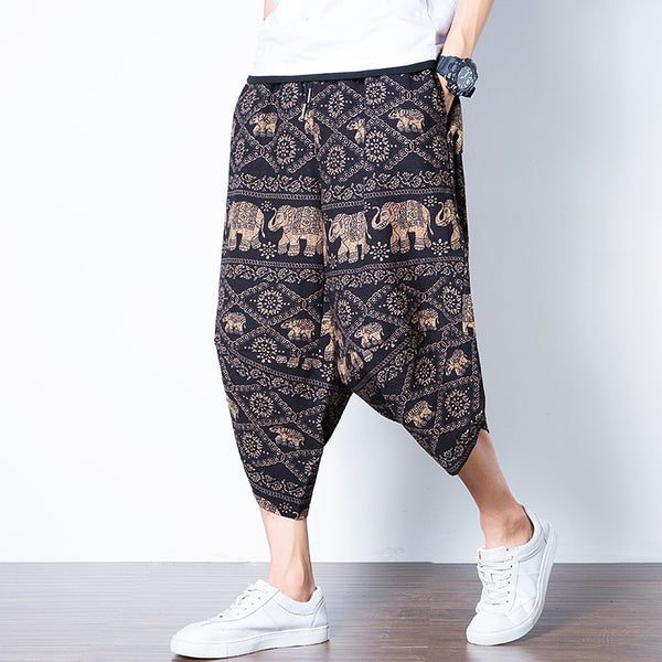 Pantalones Anchos Estilo Tailandés con Elefante - Diseño Retro Nepalí