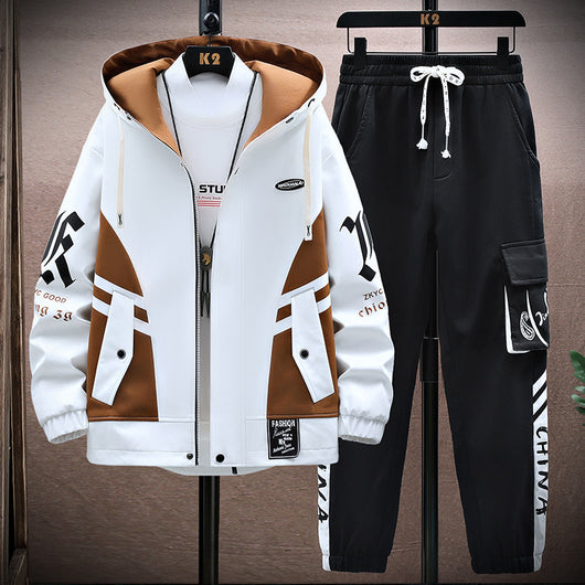 Conjunto de Pantalón y Chaqueta Otoñal para Hombre Estilo Casual