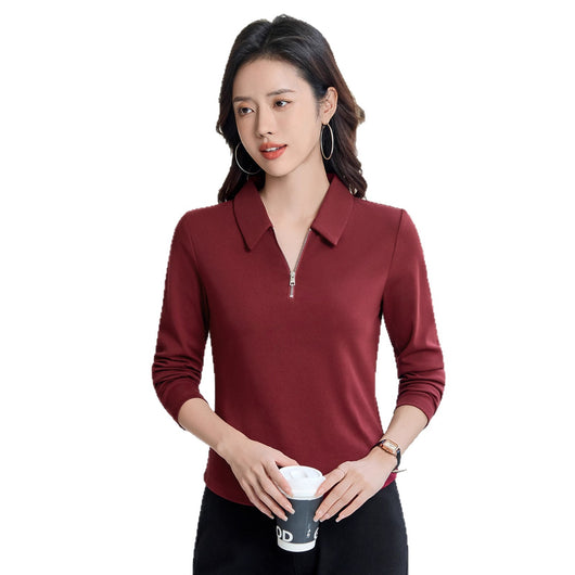 Polera Minimalista Slim Fit con Cierre de Medio Largo para Mujer - Image 5