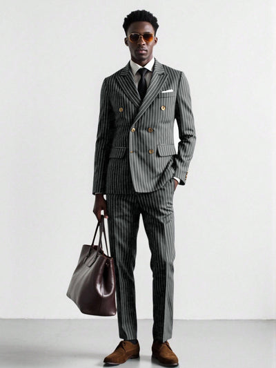 Conjunto de Traje Ejecutivo a Rayas para Hombre - Image 26