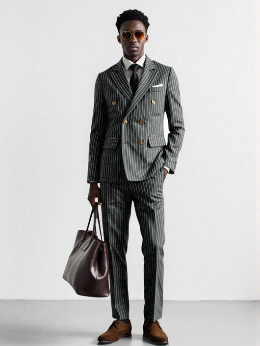 Conjunto de Traje Ejecutivo a Rayas para Hombre - Image 26