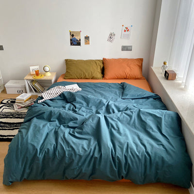 Juego de Cama Algodón Puro Lavado Estilo Japonés - Funda Nórdica y Sábanas Lisos - Image 29