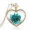 Round Pendant Necklace Gold Silver Color Bead Chain Colorful Specimen Dried Flower Necklace Blue