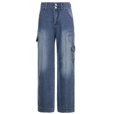 Pantalón Recto Ancho de Cintura Alta con Bolsillos - Image 4