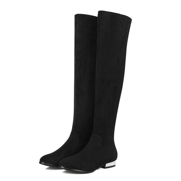 Botas Sobre la Rodilla en Gamuza con Elástico para Mujer