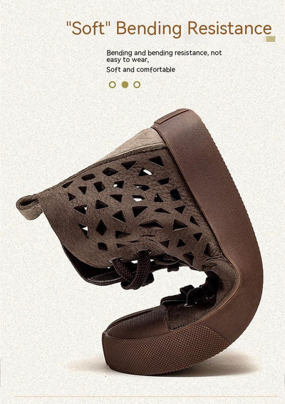 Botas Sandalias Británicas Retro de Cuero Genuino con Punta Cuadrada Hueca - Image 9
